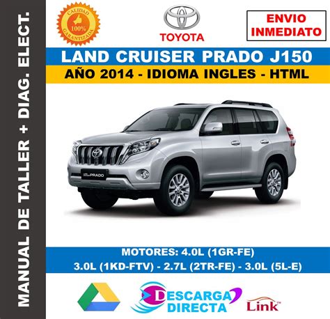 Manual De Taller Toyota Land Cruiser Prado J150 2014 Inglés Manuales