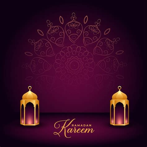 Free Vector Ramadan Kareem Celebration Card With Realistic Islamic