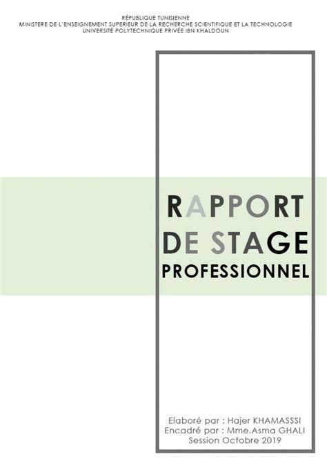 Rapport De Stage Professionnel By Hajer Khamassi Issuu