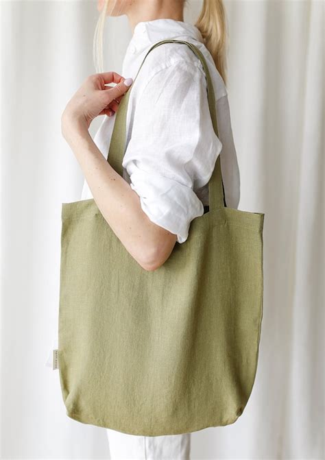 Linen Tote Bag In Various Colors Linen Shopping Bag Etsy