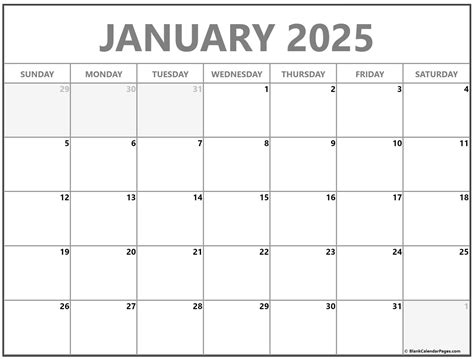 January 2025 Calendar Free Printable Calendar