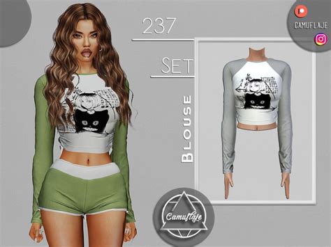 Camuflajes Set 237 Blouse In 2023 Imvu Outfits Ideas Cute Sims 4