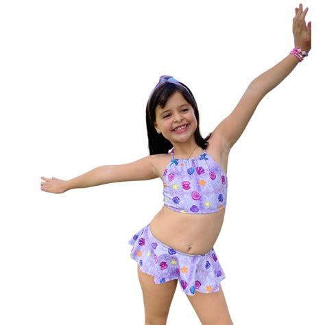 Biquíni Cropped Infantil Proteção Solar Uv Moda Praia