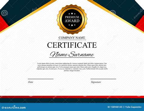 Certificate Template Background Award Diploma Design Blank Stock