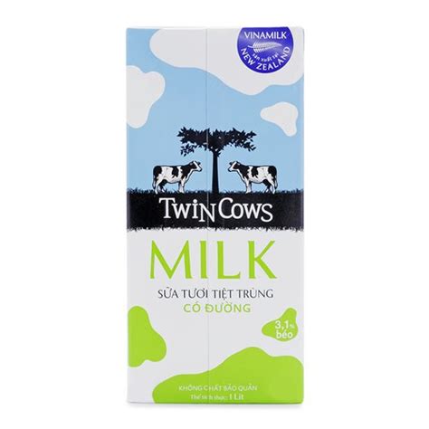 Sữa Tươi Tiệt Trùng Có Đường Twin Cows Vinamilk Hộp 1l Cung Cấp Thực