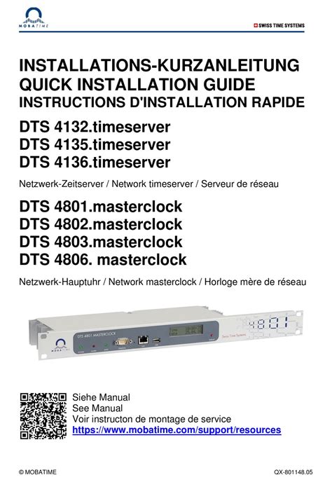 Mobatime Dts 4135timeserver Quick Installation Manual Pdf Download