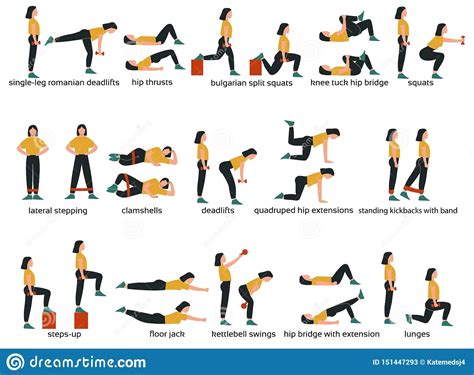 set of glute exercises and workouts