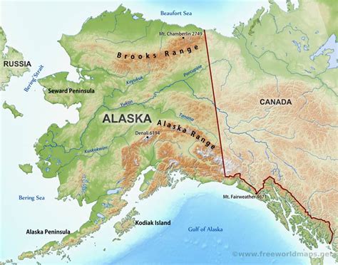 Physical Map Of Alaska