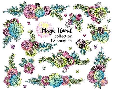 Floral Collection Hand Drawn Set By Antuanetto On Creativemarket