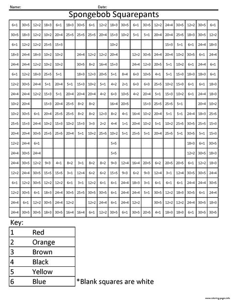 Pixel coloring is easy and fun. Spongebob Squarepants Cartoon Math Worksheet Division ...