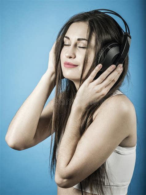Beautiful Woman Listening To Music With Headphones Stock Image Image