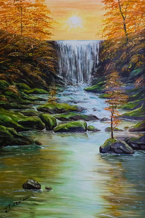 Waterfall Painting By Tatyana Udovenko