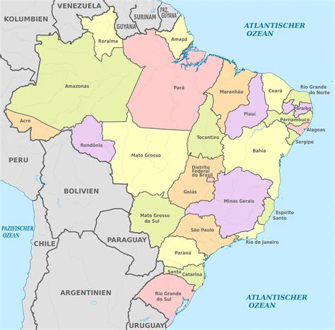 Map Of Brazil Regions Political And State Map Of Brazil