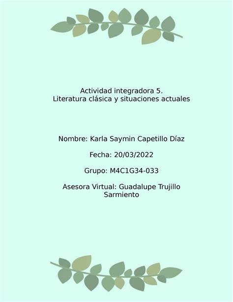 Capetillodiaz Karlasaymin M4s3ai5 Actividad Integradora 5 Literatura