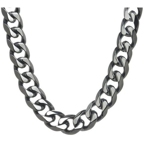 American Steel Men S Stainless Steel Jewelry Black Ip Ion Plated 24 Two Tone Curb Chain