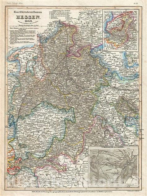 Historic Map Meyer Map Of The Electorate Of Hesse Germany 1849