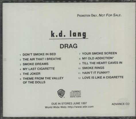 K D Lang Drag Us Promo Cd Album Cdlp 87260