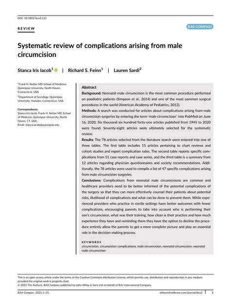 Pdf Systematic Review Of Complications Arising From Male Circumcision