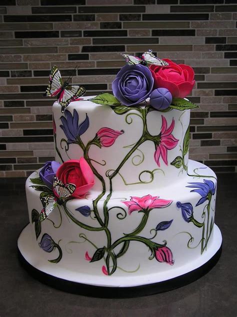 Maybe you would like to learn more about one of these? Birthday Cake decorated with Flowers and Butterflies - ツ ...