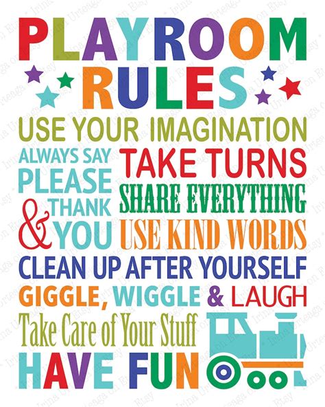 Playroom Rules Printable Wall Art 8x10 11x14 16x20 A1 Digital Etsy