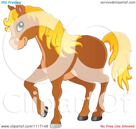Vector Cartoon Of A Cute Brown Horse With A Blond Mane Royalty Free