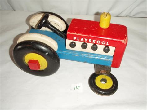 Vintage Wooden Playskool Tractor