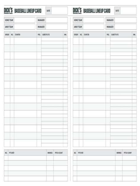 Baseball Lineup Sheets Pdf Fill Out And Sign Printable