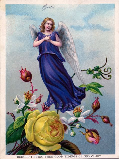 Vintage Easter Images Pretty Angel With Flowers The