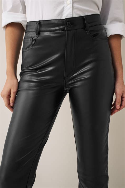 buy only black high waisted faux leather workwear trousers from the next uk online shop