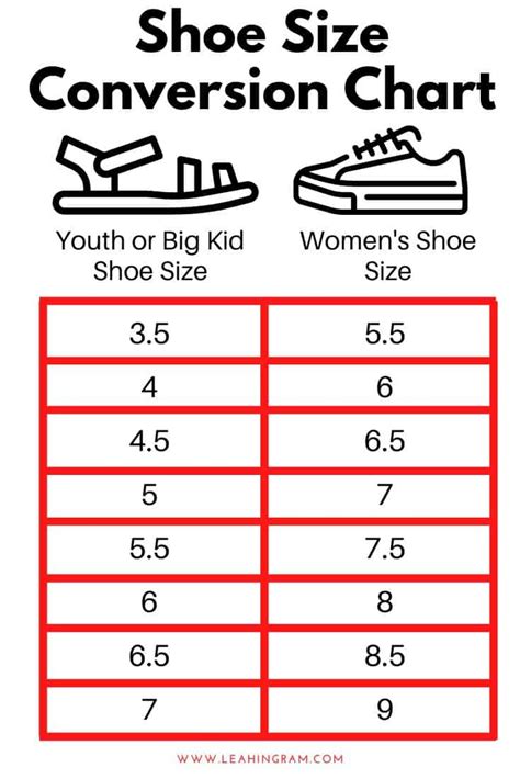 Nike Youth To Womens Shoe Size Conversion Chart