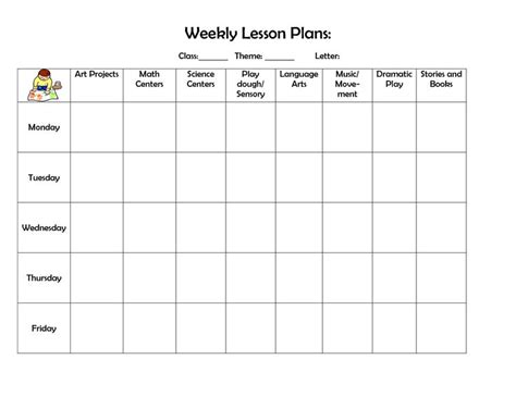 infant blank lesson plan sheets weekly lesson plan