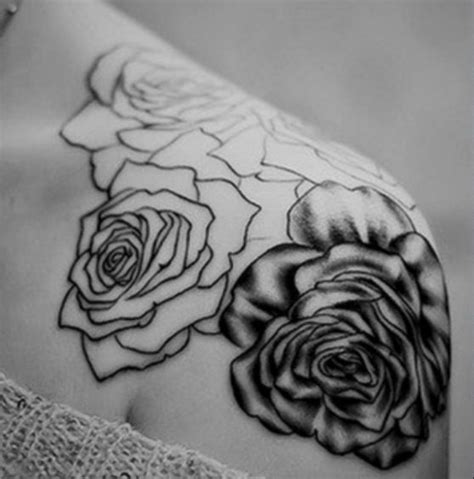 Black And White Rose Tattoo Shoulder