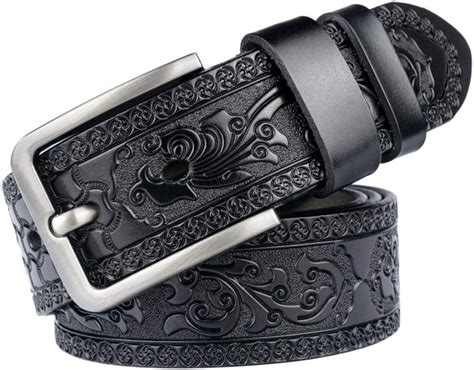 Belt Leather Mens Belt Fashion Belt Jeans Belt Unisex Black 105cm