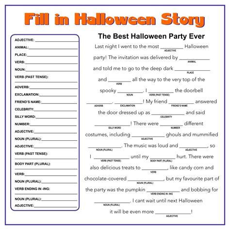 Printable Fill In The Blank Stories