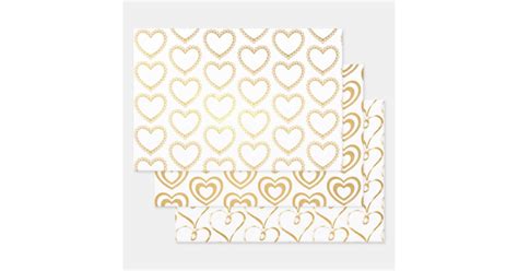 Golden Hearts Foil Wrapping Paper Sheet Zazzle