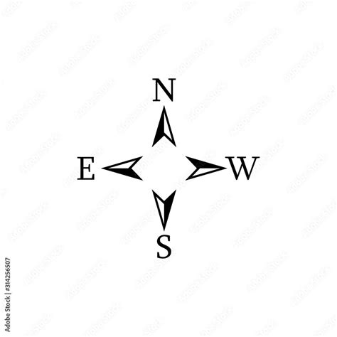 Compass Directions Icon North South East And West Vector