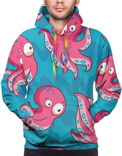 Mens Hoodie Funny Sea Octopuses Sweate Sweatshirt Mens Casual Hoodie