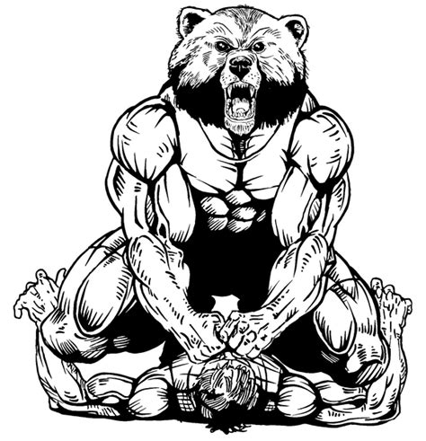 Wrestling Bear Mascot Decal Sticker 01