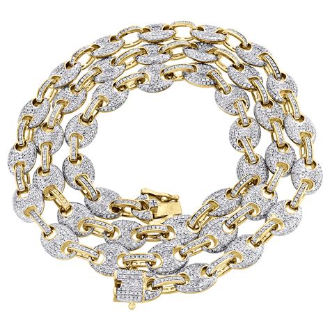 Solid 10k Yellow Gold 8mm Puff Gucci Link Diamond Chain 24 Necklace 4