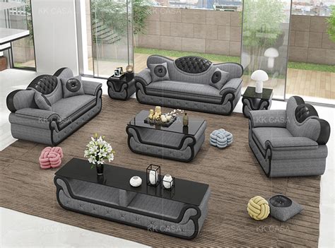 Luxury Living Room Furniture 7 Seater Large Sofa Set China Leather