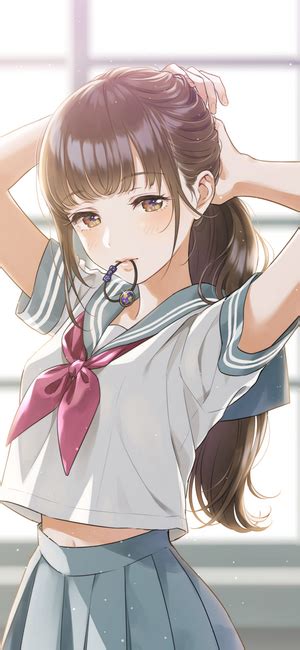 Morikura En School Uniform Brown Eyes Anime Anime Girls Brunette