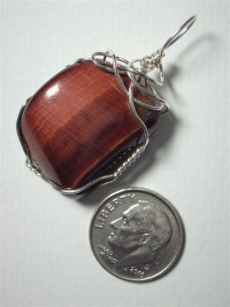 Red Tiger S Eye Pendant Wire Wrapped Sterling Silver Jemel Red
