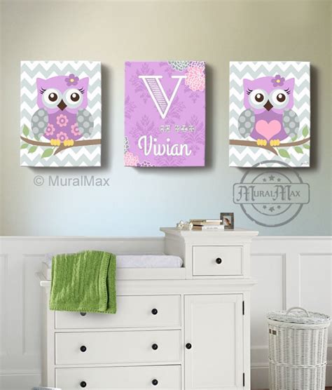 Owl Canvas Art Girls Nursery Wall Art Baby Nursery