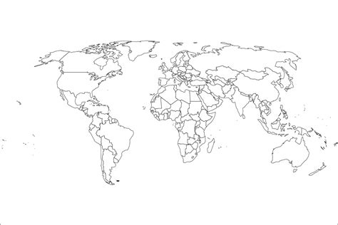 World Map Outline All 195 Countries Svg Vector Files For Etsy