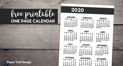 Free Printable 2020 Calendars 12 Templates Paper Trail Design Daily