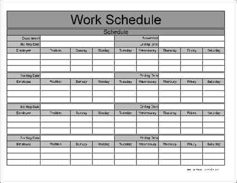 Works Schedule Template Sampletemplatess Sampletemplatess