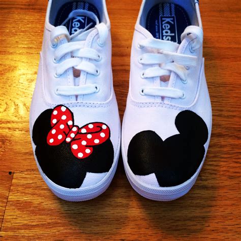 Hand Painted Minnie And Mickey Mouses Head On My Keds Sneakers For