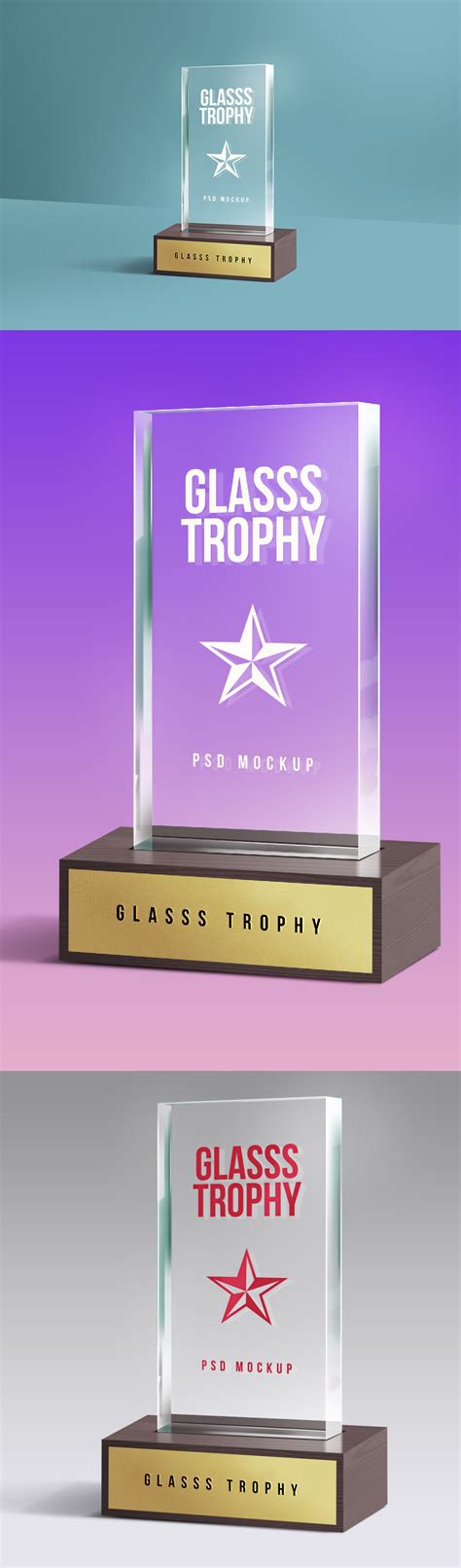glass trophy psd mockup graphicsfuel