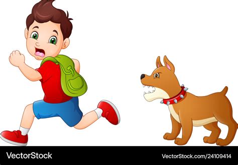 Scared Cartoon Boy Running Away