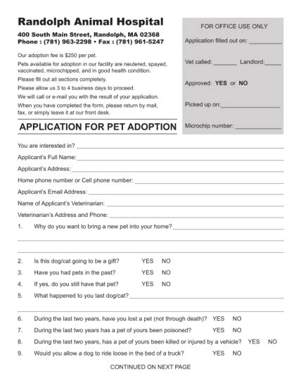 Printable Blank Pet Adoption Forms Fill Online Printable Fillable Blank
